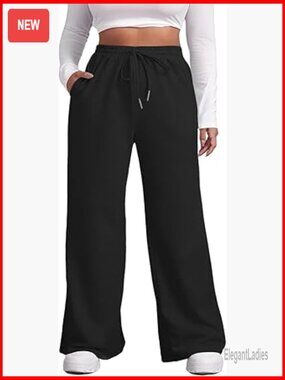 Plus Size Wide Leg Sweatpants High Waisted Lounge Joggers with Pockets